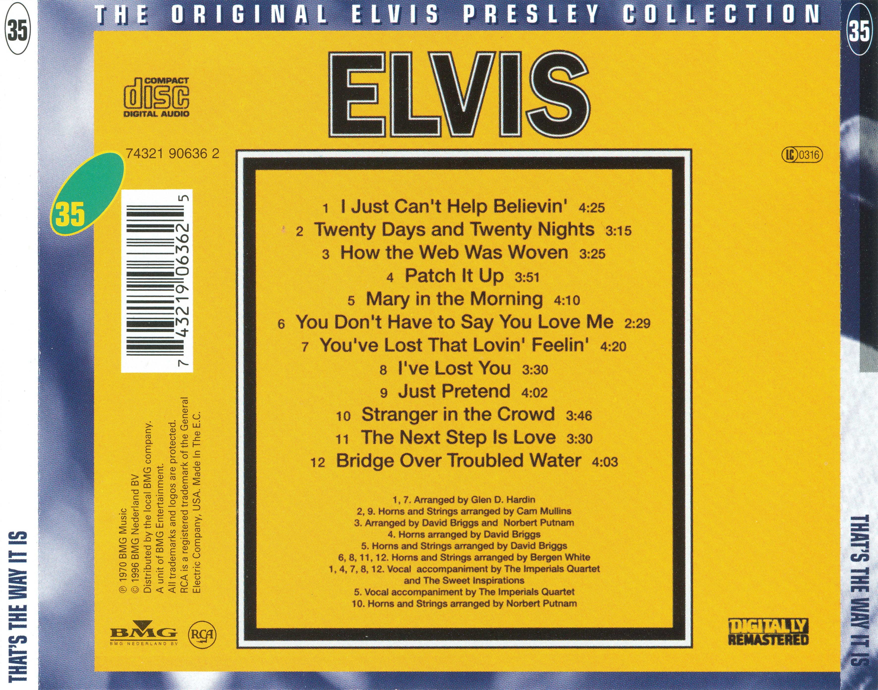 Elvis Presley  The Original Elvis Presley Collection 35; Thats The Way It Is : Back